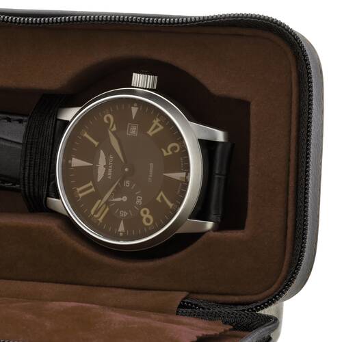 Uhrenbox Uhrenetui Reiseetui Uhr - Braun - 2 Uhren Uhrbox Etui - VELVET Stil