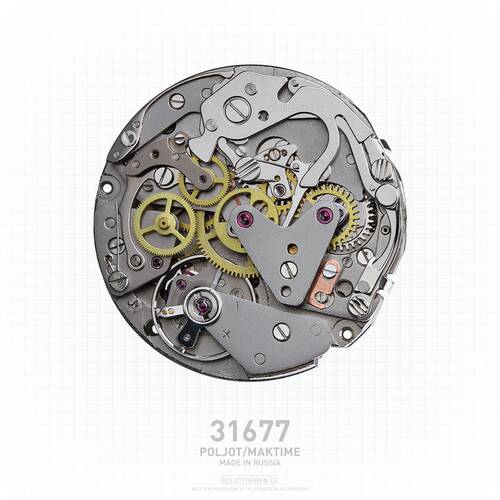 MakTime Poljot 31677 Chronograph Titan Majestic Ash russisch mechanisch Uhr wei