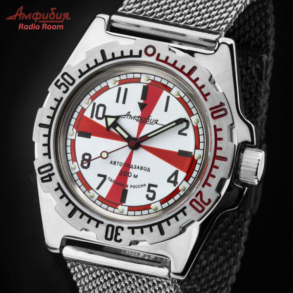 VOSTOK Radio Room Taucheruhr Automatik 20ATM Militär Uhr Amphibia 2415/110750