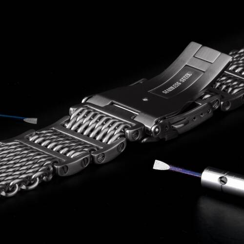 Milanaise Shark Mesh Montre Bracelet Mat 4x H-Link Avec Vis 316L Acier Inox