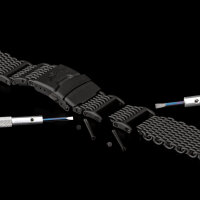 Milanaise Shark Mesh Watchband Black 4x H-Link M Screw 10685.2oz Stainless Steel