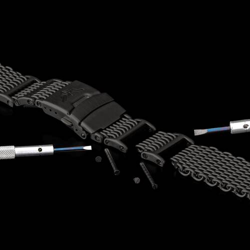 Milanaise Shark Mesh Montre Bracelet Noir 4x H-Link Avec Vis 316L Acier Inox 20 mm