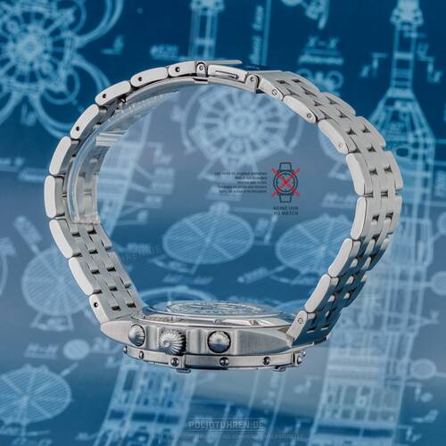 Inox Montre Bracelet Poljot Massif 20 MM - 5 N?ud Satiniert- Infraction Droit