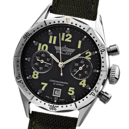 Poljot Luftwaffe Flieger Chronograph 3133 Russian Watch NOS 2004 Hand Wound