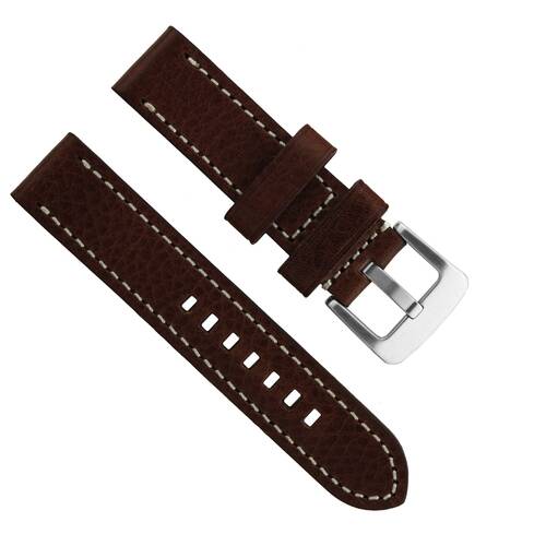 Wrist Watch Band 20 Leather Dark Brown - Buckle Very Solid - Pilots Watch Retro