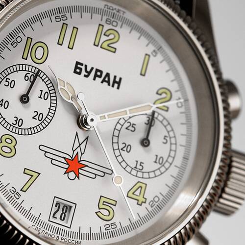 POLJOT BURAN 3133/6501576 Fliegeruhr Handaufzug mechanische russiche Uhr NOS