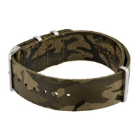 Watchstrap 20mm leather PILOT Camouflage silver Thornclasp