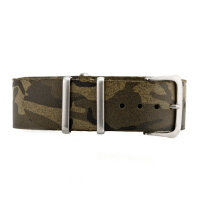 Watchstrap 20mm leather PILOT Camouflage silver Thornclasp