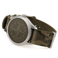 Watchstrap 20mm leather PILOT Camouflage silver Thornclasp
