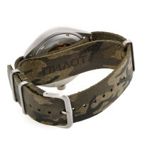 Watchstrap 20mm leather PILOT Camouflage silver Thornclasp