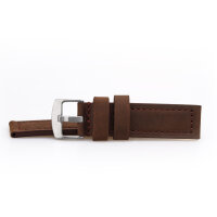Uhrarmband 22 Leder dunkelbraun - Schließe massiv - Fliegeruhren Retro