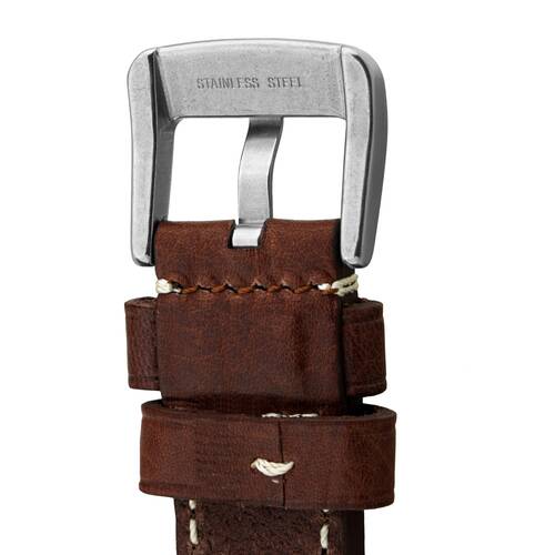 Watchband 22 Leather Middle Brown - Buckle Very Solid - Pilots Watch Retro