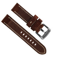 Uhrarmband 22 Leder mittelbraun - Schließe SEHR massiv - Fliegeruhren Retro