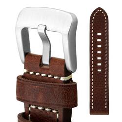 Watchband 22 Leather Middle Brown - Buckle Very Solid -...