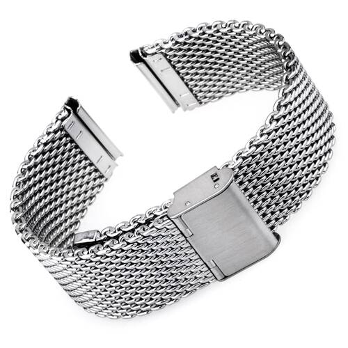 Milanaise Bracelet Watch Stainless Steel Silver Black Gold Rose Mesh Loop 20mm Shiny polished