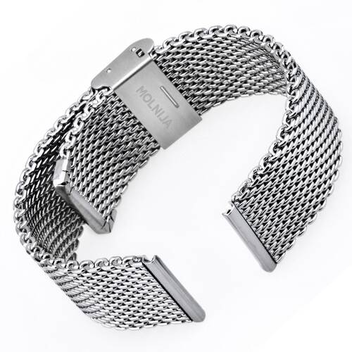 Milanaise Bracelet Watch Stainless Steel Silver Black Gold Rose Mesh Loop 0.87 inch Shiny polished