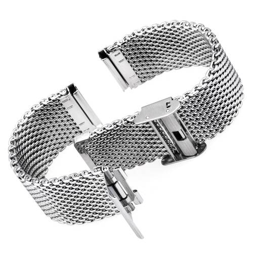 Milanaise Bracelet Watch Stainless Steel Silver Black Gold Rose Mesh Loop 0.87 inch Shiny polished