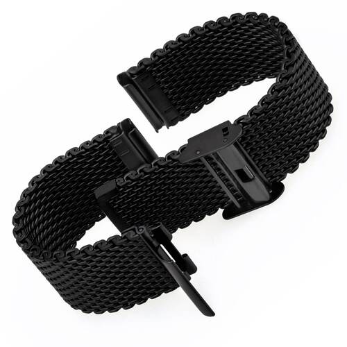Milanaise Bracelet Watch Stainless Steel Silver Black Gold Rose Mesh Loop 0.87 inch Black shiny polished