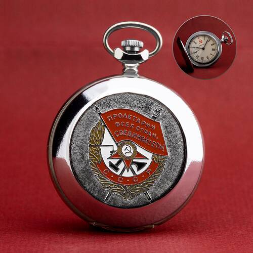 Pocket Watch Molnija 3602 - Roter-Banner-Orden USSR - Hammer & Sickle - Russian