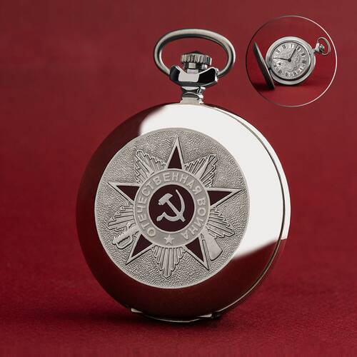 Pocket Watch Molnija 3602 - Medal Des 2. World War - II Wk Russian Watch Roman