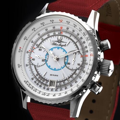 Blu Angeli Flieger Chronograph Cronografo Orologio da Pilota Poljot 3133 Russia