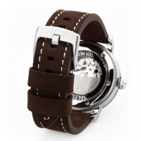 Watchband 24 Leather Dark Brown - Buckle Solid - Pilots Watch Retro