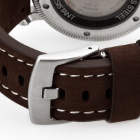 Watchband 24 Leather Dark Brown - Buckle Solid - Pilots Watch Retro