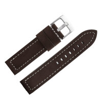 Watchband 24 Leather Dark Brown - Buckle Solid - Pilots Watch Retro