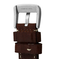 Uhrarmband 22 Leder dunkelbraun - Schließe SEHR massiv - Fliegeruhren Retro