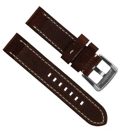 Uhrarmband 24 Leder dunkelbraun - Schließe SEHR massiv - Fliegeruhren Retro