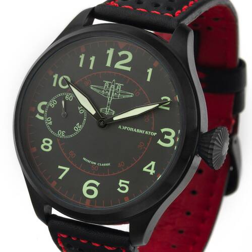 Moscow Classic Molnija 3602 Cuerda Manual Ruso Mecnico Reloj Pilotos Negro