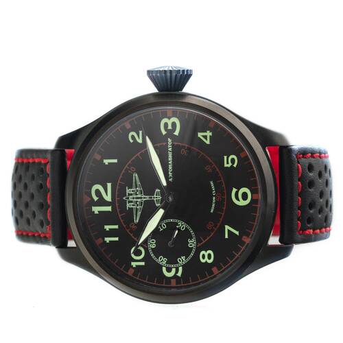 Moscow Classic Molnija 3602 Cuerda Manual Ruso Mecnico Reloj Pilotos Negro