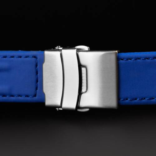 Montre Bracelet Fermoir Papillon Bleu & Noir Étanche Gommé Caoutchouc 18mm 20mm
