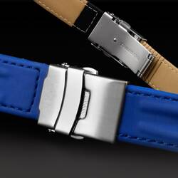 Watchband Folding Clasp Blue & Black Watertight Gummed...