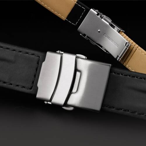 Watchband Folding Clasp Blue & Black Watertight Gummed Rubber 0 23/32in 0 Black 20mm