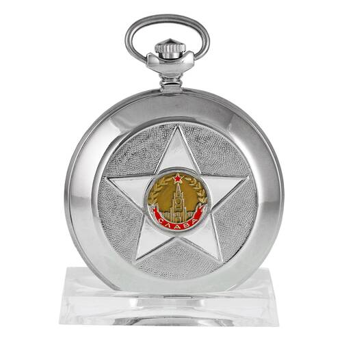 MOLNIJA 3602 Taschenuhr ORDEN SLAVA RUHM - Stern hell silber Elfenbein