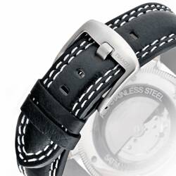 Uhrarmband Leder schwarz Fliegeruhr 20 oder 24 mm...