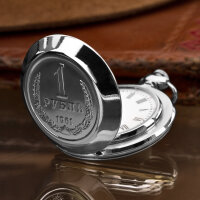 MOLNIJA 3602 Taschenuhr 1 Rubel UdSSR Motiv russische mechanische Uhr