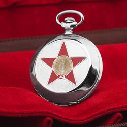 Pocket Watch Molnija 3602 Hammer & Sickle Shaped Memorial...