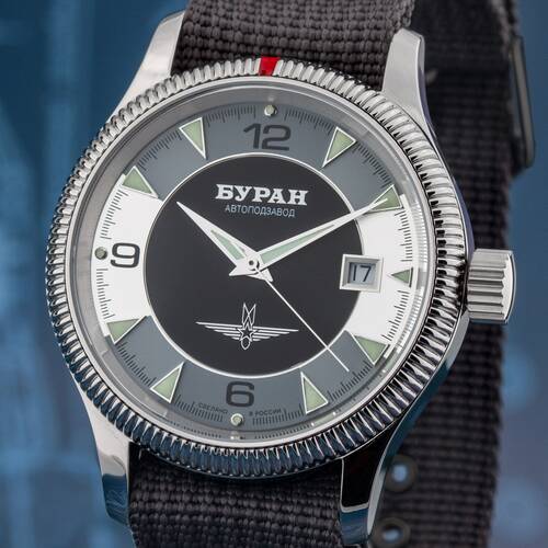 Buran Automatic 2824-2 Russian Analog Watch Aviator Watch Mineral Glass 2824/6503721-poliert
