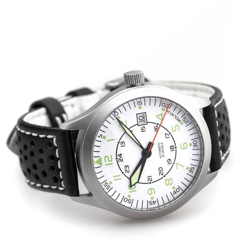 Aviation Aviator Watch Automatic White Analog Military Watch Russia Tmp 2824 Case silver - LORICA-strap