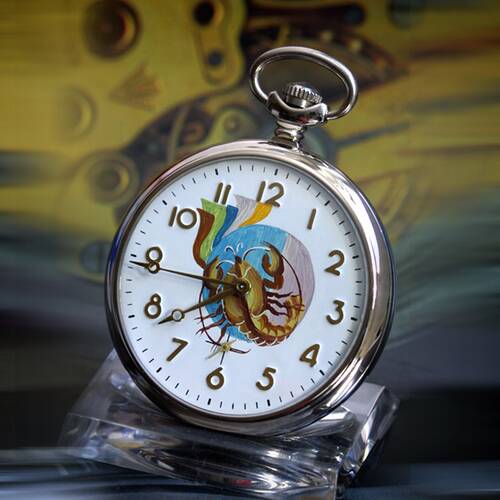 Pocket Watch Zodiac Sign Scorpio Sagittarius Scales Cancer Handpainted Russia Cancer