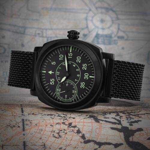 PILOT BLACK SABLE 3603 Handaufzug russische mechanische Uhr Fliegeruhr MOLNIJA 