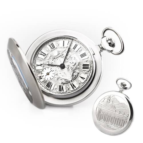 Pocket Watch Mecca Kaaba Islam Pilgrimage Muslim Mechanical Russian Molnija 3602 Face silver - white