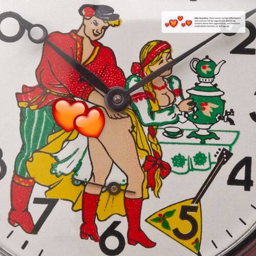 Taschenuhr MOLNIJA JL 3602 russische mechanische EROTIK Uhr Liebespaar handbemalt