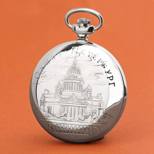 Reloj de bolsillo Saint Petersburg Catedral san isaac guila doble Rusia MOLNIJA