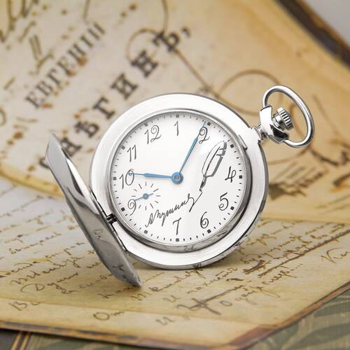 Pocket Watch Molnija 3602 Russian Dichter Alexander Puschkin Analog Watch