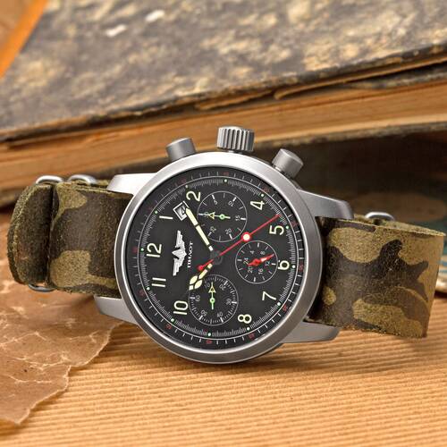 Herrenuhr PILOT Chronograph Poljot 31681 SAPHIRGLAS russische mechanische Uhr