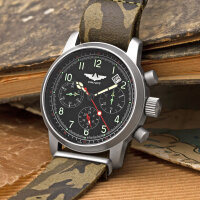 Herrenuhr PILOT Chronograph Poljot 31681 SAPHIRGLAS russische mechanische Uhr
