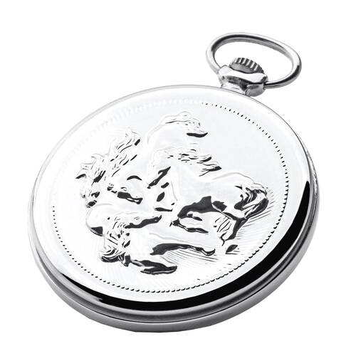 Pocket Watch Molnija 3602 Small Russian Analog Watch Horses Crystal